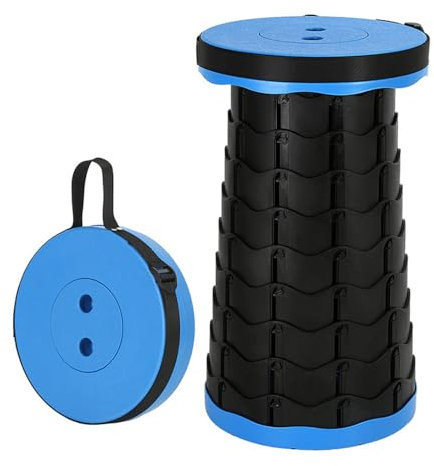 Roysmart Sgabello pieghevole portatile, mini sgabello telescopico, pieghevole, sgabello da campeggio o da pesca, sgabello leggero da campeggio, sgabello telescopico per attività all'aperto, campeggio,