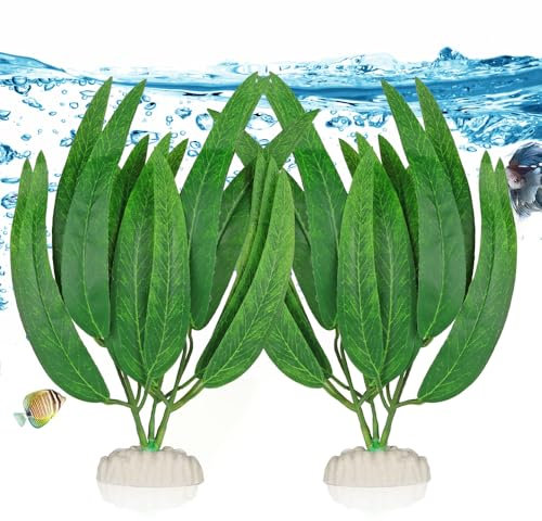 BEGONDIS 2Pcs Artificial Aquatic Plants Set - Lifelike Silk Fabric Leaves for Aquarium Decoration, Easy to Maintain, Vibrant Underwater Garden (Green)