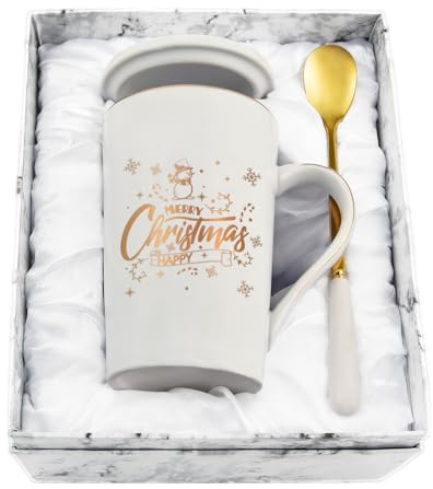 Joymkaing Weihnachtsgeschenke Kaffeetasse Süße Weihnachtstassen für Frauen Spülmaschinenfest und Mikrowellengeeignet Geschenkideen für Weihnachten, 400ml Weiß