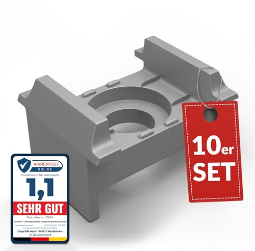 Qualinos 10x Doppelstabmattenzaun Klemmbock 40mm, PP-COPO, Silber/Verzinkt | UV-stabilisiert und frostfest, wird auf Metallpfosten genietet, für dauerhaften Außeneinsatz, platzsparende Lagerung, fest