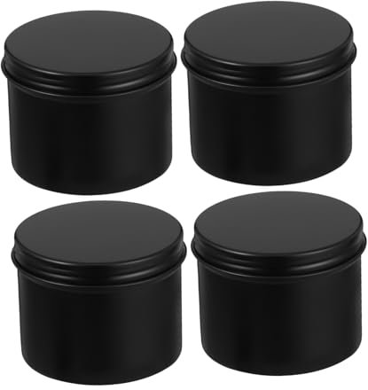 Gatuida 4pezzi Vaso Nero Con Coperchio Per Spezie e Condimenti Metallo Per Tè Zucchero e Balsamo Per Labbra