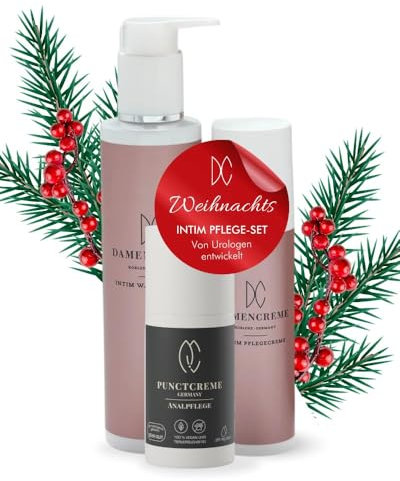 DAMENCREME Intim Pflege Set für Frauen I Intim Pflegecreme 75 ml, Duschgel 200 ml & Punctcreme 30 ml I Sanfte Reinigung I Vom Gynäkologen empfohlen I Dermatologisch getestet