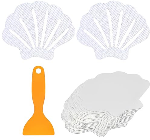 QOWIJEX 20 Stück Anti-Rutsch-Badewanne Aufkleber,Selbstklebend Antirutsch Aufkleber mit Premium-Schaber, für Badewanne und Badezimmerboden,jedes Muscheln Design ca. 7 x 9 cm