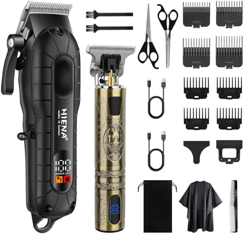 HIENA PRO Maquina De Cortar Pelo Cortapelos Hombre Profesional Recortadora De Barba Hombre, Kit Barbero Con Pantalla LED Inteligente