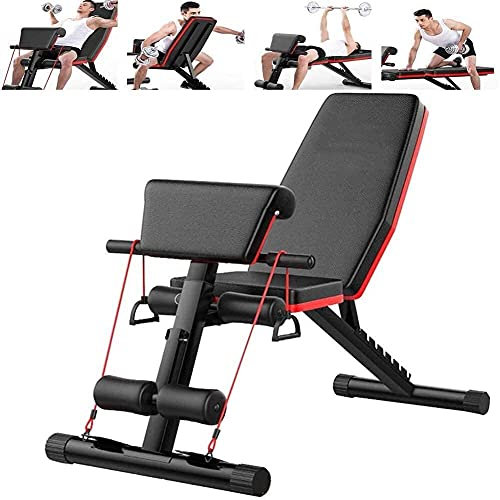 asdchZen Verstellbare Hantelbank, Faltbares Heim-Fitnessstudio, Verstellbare Trainingsbank, Hantel, Flache Schrägbank, Sit-Up-Schrägbank, Bauchmuskelbank, Flache Fliegengewichtspresse, Fitness