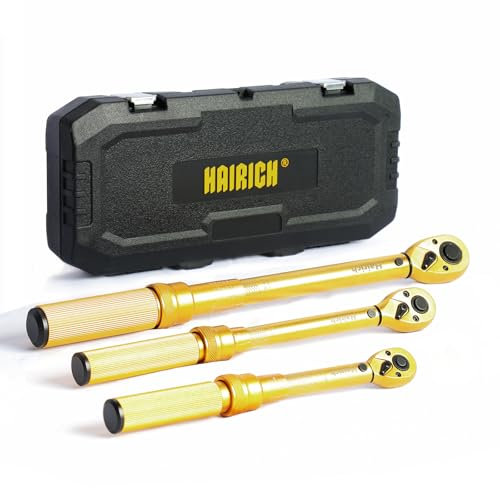 Hairich Chiave dinamometrica da 1/4 3/8 1/2, set di 3 chiavi dinamometriche da 20-240 pollici, 10-45 ft.lb, 10-100 ft.lb, chiave dinamometrica a doppio raggio a 72 denti con testa reversibile a