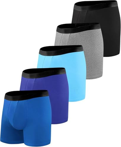 BEENIUBEE Incontinence Underwear for Men 150ML Absorbent Washable Reusable Heavy Flow Bladder Cotton Leak Proof Protective Boxer Briefs 5 Pack (Multicolor01, Large)