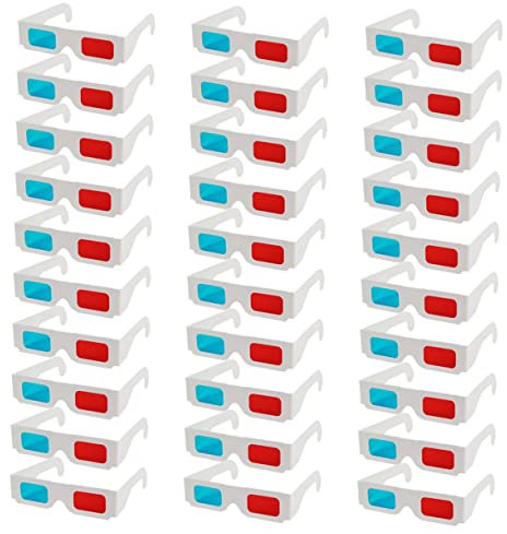 UKCOCO 30pièces Carton Universelles Avec Lentilles Anaglyphes Pour Films Et Jeux Accessoire Pour Cinéma Et Maison