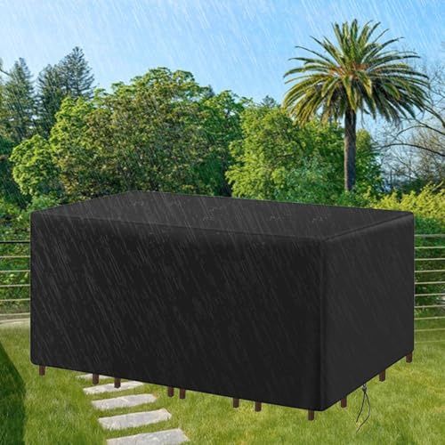 AUWUUA Abdeckplane für Gartenmöbel 220x170x65cm/LxWxH wasserdichte Schutzhülle Gartentisch, Lounge Abdeckung, Staubfest Anti- UV Reißfest Abdeckplane für Rattanmöbel, Terrassenmöbel, Schwarz