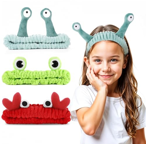 Gesichtsreinigung, Stirnband, Schnecke, Frosch, Krabbe, Spa, Haarbänder für Damen, weich, niedlich, Cartoon, Korallen-Fleece, elastisches Stirnband, Kopfwickel für Gesichtswäsche, Make-up, Schönheit