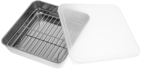 TOBBOMEY Roasting Tins Baking Tray Storage Rack Oven Trays Non Stick Lids Versatile Pan for Cooking Baking