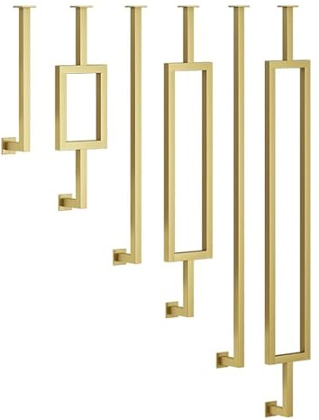 Palo per balaustre per scale dorato, palo divisorio a L in ferro battuto per scale interne, corrimano di transizione per ringhiere industriali in metallo, parapetto montato a soffitto, 30-150cm(Frame