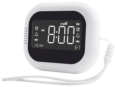 Zqxnt Réveil vibrant rechargeable pour les dormeurs lourds - Vibrations réglables - Écran LCD - 2 alarmes - Snooze - Alarme multifonction USB