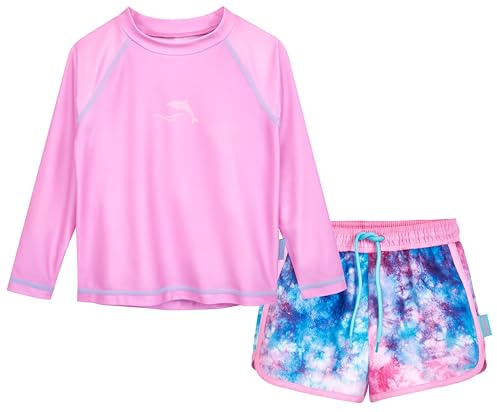 Playshoes Mädchen Zweiteiler Lang Rash-Guard-Set, Lila Langarm Batik, 158/164 cm