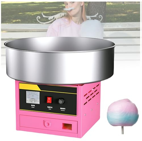 UPLTOE Máquina De Algodón De Azúcar Profesional,Máquina Eléctrica De Algodón De Azúcar con Carro,con Tazón De Acero Inoxidable,Cuchara De Azúcar,para El Hogar,Carnava 1200w A