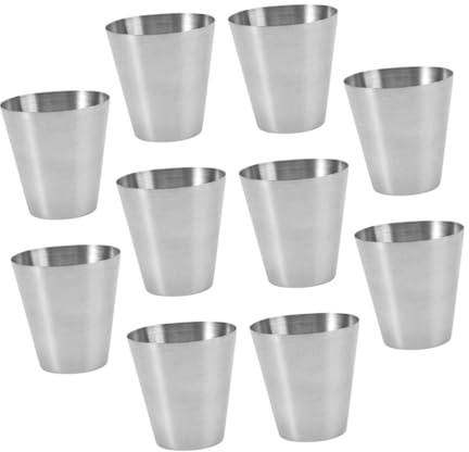 LOORGVEL 10 Stück 100ml Edelstahl Trinkbecher, Silber, Stapelbar | Trinkbecher Edelstahl, Leicht zu Reinigen, für Camping und Reisen