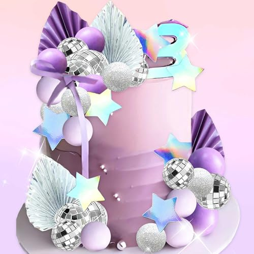 pallina disco decorazione torta stelle lilla palline farfalla accessori | pallina disco decorazione torta stelle lilla palline farfalla accessori torta per feste compleanno decorazione