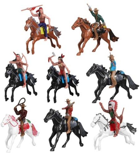 Buxuaaaa 8-teilige Western Cowboy und Indianermodelle für Partydekorationen und Sammler, Lernwerkzeug für Kleinkinder