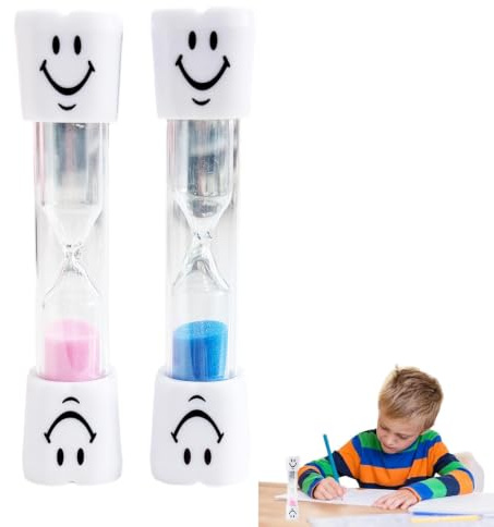 Juego de 2 Relojes de Arena con Sonrisas para Niños,Temporizador de Cepillado Dental Infantil,Relojes de Arena Portátiles para Cocina, Juegos, Oficina y Baño – Fomenta Hábitos de Higiene Bucal