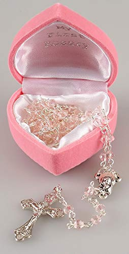 My 1st rosenkranz kinder mädchen pink glas klein Rosenkranz + box fab Kommunion geschenk