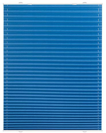 Lichtblick Plissee Haftfix, ohne Bohren, Montage mit Saugnäpfen, lichtdurchlässig, Blickdicht, mit eleganter Crushed Optik, für Fenster, Türen und feststehende Glaselemente Blau,80cm x 130 cm (B x L)