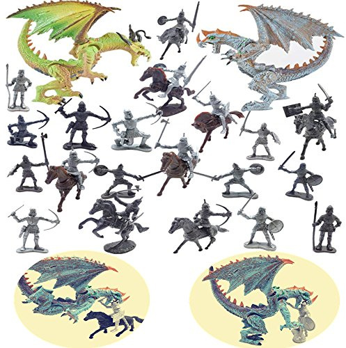 Guaishou Dragon Knight Action Figure Horse with Lance Fantasy World Ancient Soldiers Warriors Army Cavalry Party Favors Classic Soldier Toys