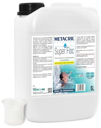 Metacril Super Floc + Distributeur gradué, Floculant et Clarifiant pour l'eau de Piscine - 5 LT