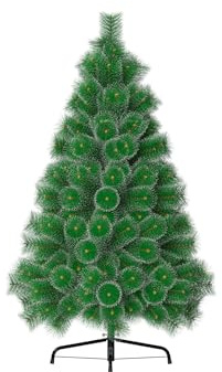 Aufun árbol de Navidad Artificial 120cm arbol de Navidad Artificial Deco Christmas Tree Agujas de Pino Verde con Efecto Nieve con Soporte decoración navideña
