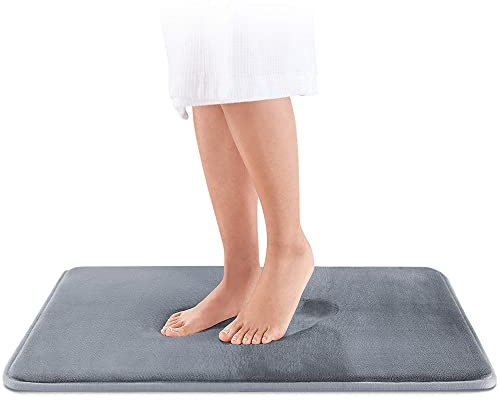 Wolke sieben Memory Schaum Badematte Badteppich rutschfest Badezimmerteppich Badezimmermatte antirutsch Badvorleger Duschvorleger super weich und saugfähig, waschbar (Grau, 43 x 61 cm)