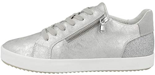 Geox Women's D Blomiee Sneakers, Silver, 7 UK