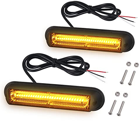 Justech 2PCS 13CM COB Luces de Emergencia para vehículos 12V 24V Luz de Advertencia de Peligro Ámbar Luces de Estroboscópica con Encendedor de Cigarrillos para Camiones Remolque Caravanas Tractores