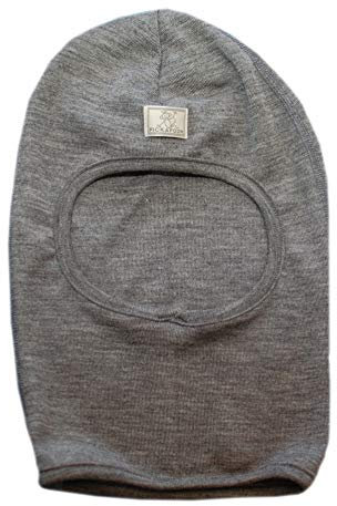 Pickapooh Mütze Merino Wolle Seide Sturmhaube Baby Junge Mädchen Kinder Winter Bio Bosse, Einfarbiges Grau, 48 cm (18,9 in)