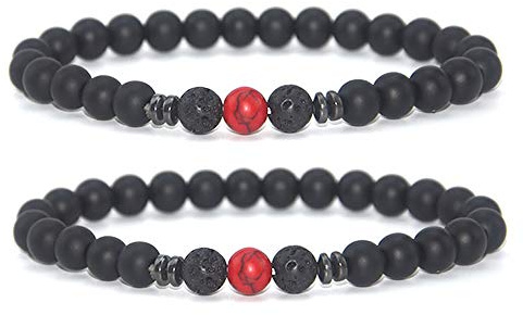 TKSTYLE 2Pcs Anti-Swelling Black Obsidian Fußkette, einstellbare Gewichtsverlust Magnet Fußkette, Health-Care Abnehmen Magnet Fußkette für Männer und Frauen (rot)