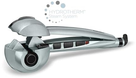 BaByliss C1800E Curl Secret Steam, Arricciacapelli Automatico con Funzione Vapore, Rivestimento in Ceramica, 3 Tempi di Posa, 3 Temperature, Auto-curl Technology, Grigio