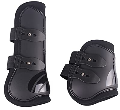 QHP Gamaschen-Set vorne und hinten 4er Set Polyurethan mit Neoprenfutter (Pony, schwarz)