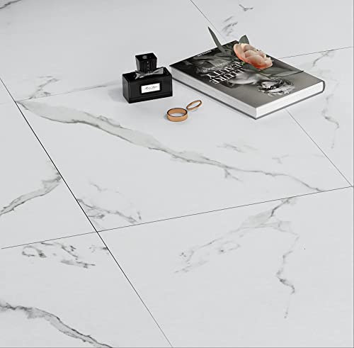 FunStick 30×30CM 15 Baldosas Adhesivas Suelo Vinilo Autoadhesivo para Cocina Efecto Mármol Revestimiento de Paredes de Vinilo Suelo Linoleo Mármol Blanco Pegatinas Decorativas Adhesivas Pared Comedor