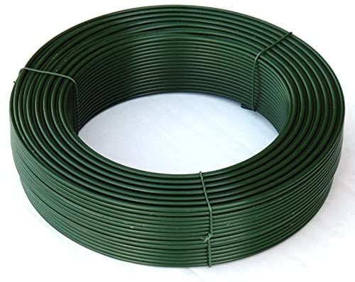 EXCOLO Spanndraht 110m Grün RAL6005 Ø3,1mm verzinkt PVC-ummantelt|Zaundraht wetterfest|Maschendrahtzaun Wildzaun Gartenzaun Drahtrolle|Befestigungsdraht Pflanzendraht Basteldraht Rankhilfe