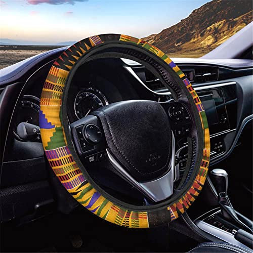 Biyejit Afrikanischer Tribal-Native Print Auto Lenkradbezug Auto Zubehör Universal 15 Zoll Anti-Rutsch Neopren für Frauen SUV Van Truck Radschutz