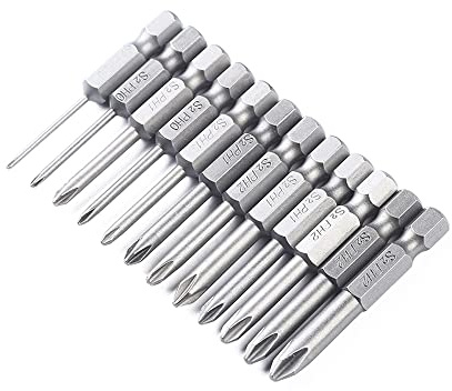 Fongmore 12Pcs 50mm Phillips Cross Head Screwdriver Bit Set 1/4 Inch Hex Shank Magnetic Cross Head Screw Driver Bit