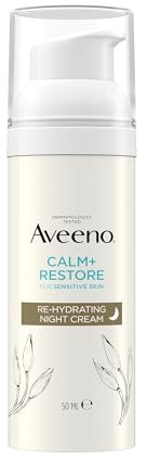 Aveeno CALM+RESTORE Re-Hydrating Night Cream (1 x 50ml), Fragrance-Free Face Care, Intensely Nourishes with Shea Butter & Prebiotic Oat, Suitable for Sensitive Skin