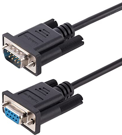 StarTech 3m RS232 Nullmodemkabel, Bu/St, Schwarz (9FMNM-3M-RS232-CABLE) | Crossover, Sub-DB9, COM-Port, DTE-kompatibel, Rändelschrauben, Geschirmt