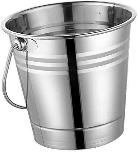 Kichvoe Seau à Glace Portable 2, 5 L en Acier Inoxydable avec Poignée