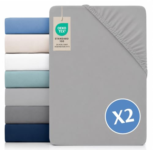 Dreamzie - Spannbettlaken 180x200cm 2er Pack - 100% Mikrofaser | Spannbetttücher · 30 cm hoch · Zinngrau · Oeko-TEX · Ultraweich · Atmungsaktiv · Pflegeleicht · Bügelfrei · Elastisch