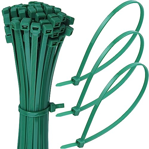 300 mm Green Cable Ties – Pack of 100, 12 Zip Ties/Tie Wraps, Nylon, 22 kg Tensile Strength, Self-Locking – Just Cable Ties