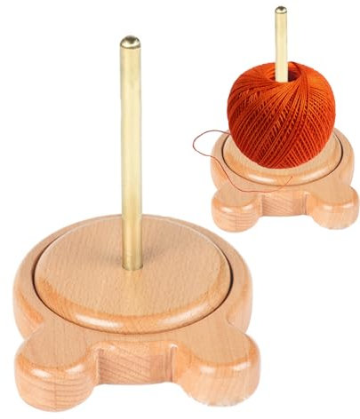 RoseFlower Wollabwickler Holz, Drehbarer Wollknäuelhalter, Bärenbasis, Stricken Fadenhalter Aus Holz mit Drehmechanismus, Garnhalter - für knotenfreies, gleichmäßiges Stricken und Häkeln#C