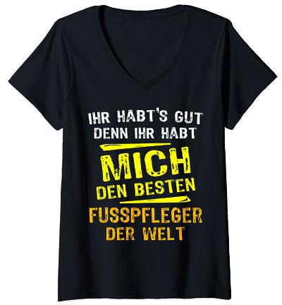 Lustiger Spruch Männer Fusspfleger T-Shirt mit V-Ausschnitt