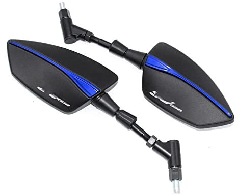 KWAYA Rückspiegel Spiegel Universal Motorrad 360 Grad Verstellbare Seitenrückspiegel Blendschutz Rückspiegel Für S&UZUKI Für SV 650 SV650X SV650 S Für SV 650X Lenkerendenspiegel (Color : Blue)