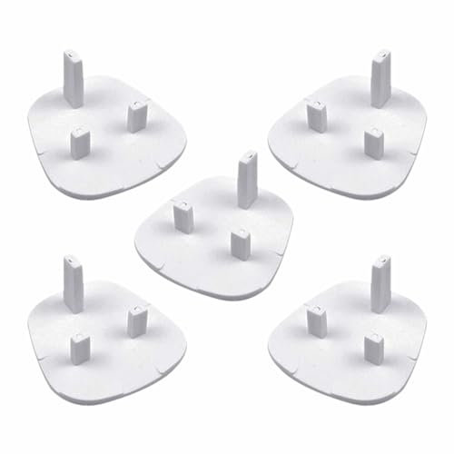 Socket Covers 3 Pin Socket Safety Cover Guards Easy Installation Electrical Plug Socket Protectors Socket Caps for Sockets Shock Prevention Essentials Home Accessories White (Pack of 5)