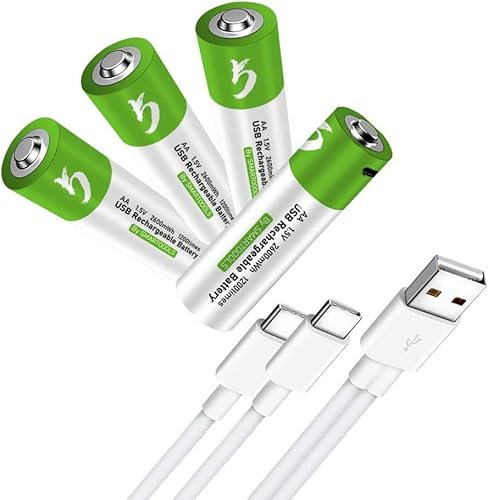 Baterías Recargables AA 1 5V 2600MWH USB Ion De Litio Recargable AA Batería con Cable C Tipo C Cable De Carga Carga RÁPIDA A LA Carga RÁPIDA 1200 CICLOS.4 * Pilas AA
