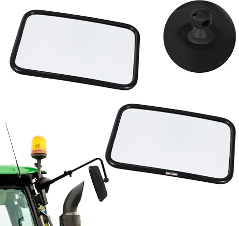 KOTARBAU® Traktorspegel, Sidospegel Grävmaskin 31x20,5 cm | 2 st. Universell Traktorspegel, Sidospegel för Traktor, Konvex Traktorspegel med Hållare ⌀ 15-24 mm, PVC, Svart